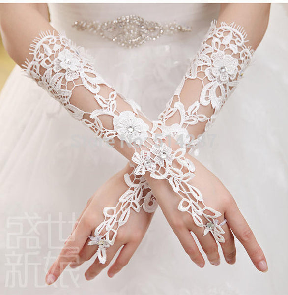Bridal Gloves Luxury Lace Flower Glove Wedding Dress