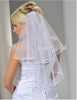 Simple White Tulle Wedding Veils Two Layer Ribbon