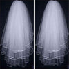 3 Layer Beading Wedding Veil Short Tulle With Comb