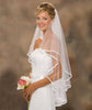 White And Ivory Ribbon Edge Two-Layer Tulle Wedding Bridal Veil